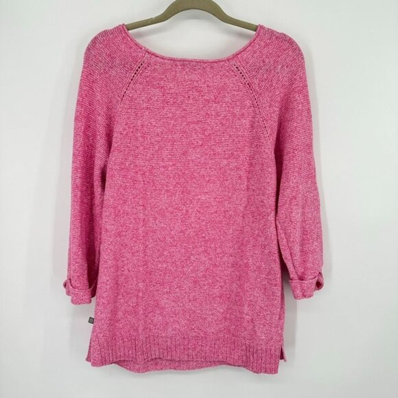 T by Talbots Pink Sweater Womens Large t Cotton Knit Pullover 3/4 Sleeve - Picture 11 of 11